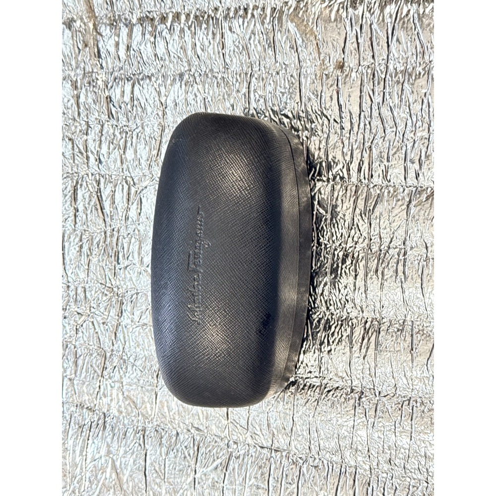 Salvatore Ferragamo Black Saffiano Textured Hard Sunglasses Eyeglass Case